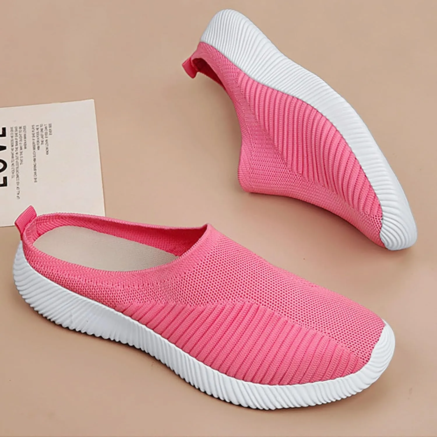 Women's Casual Slip on Half Shoes Breathable Mens Tennis Shoes Mesh Breathable Women Shoes Casual Black Platform Sneaker Tennis Shoe Loafers Casual Slip On