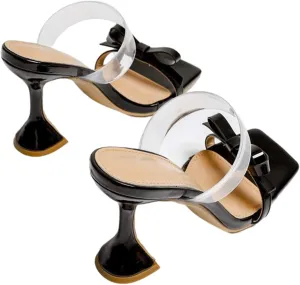 Women's Clear Heels Rhinestones Lace Up Heels Square Toe Stiletto High Heel Sandals