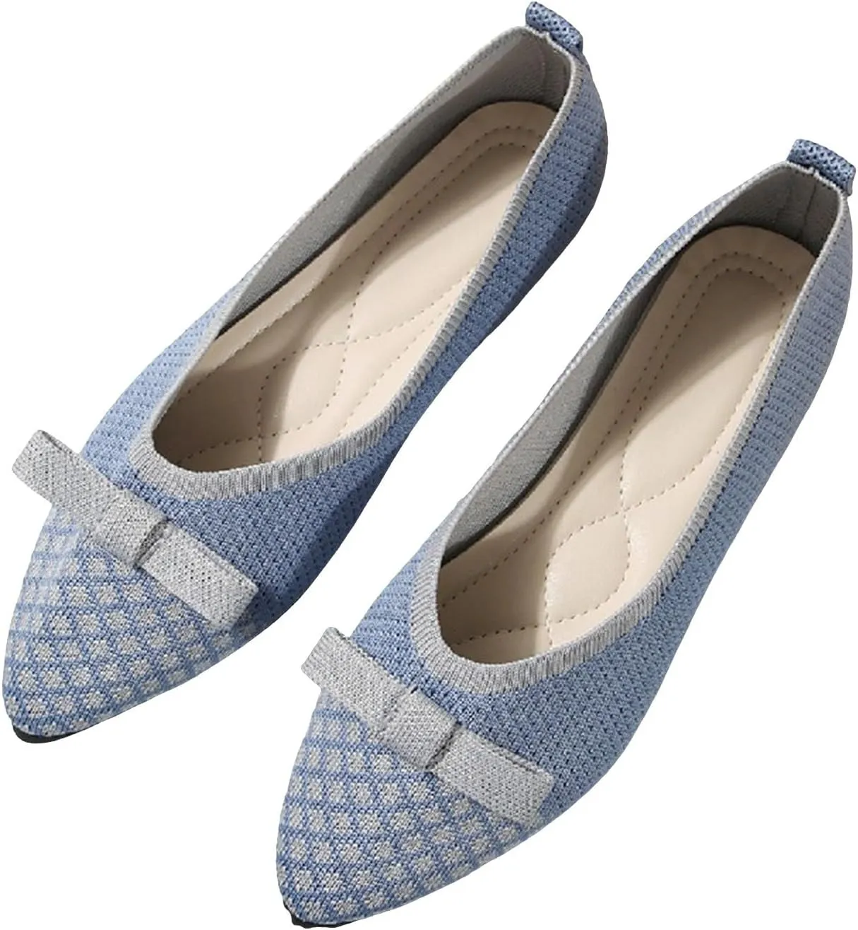Women's Dress Flat Ballet Low Ladies Bow Flat Casual Single Shoes Women's Fashion Casual Shoes Knit Dress Shoes