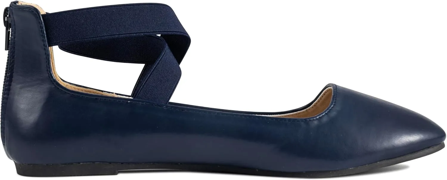 Women's Flats Comfortable Fashion Shoes for Women with Elastic Ankle Straps Dressy Ballerina Style Closed Toe s for Women Casual Flat