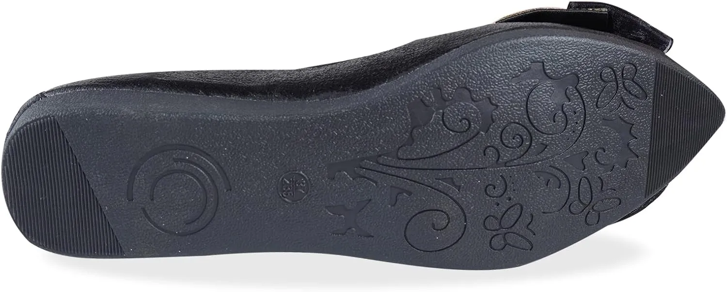 Women's Flats, Foldable Ballet Flats for Women, Fashion Bow Tie Pionted Toe Comfort Lightweight Slip-On Dress Shoes