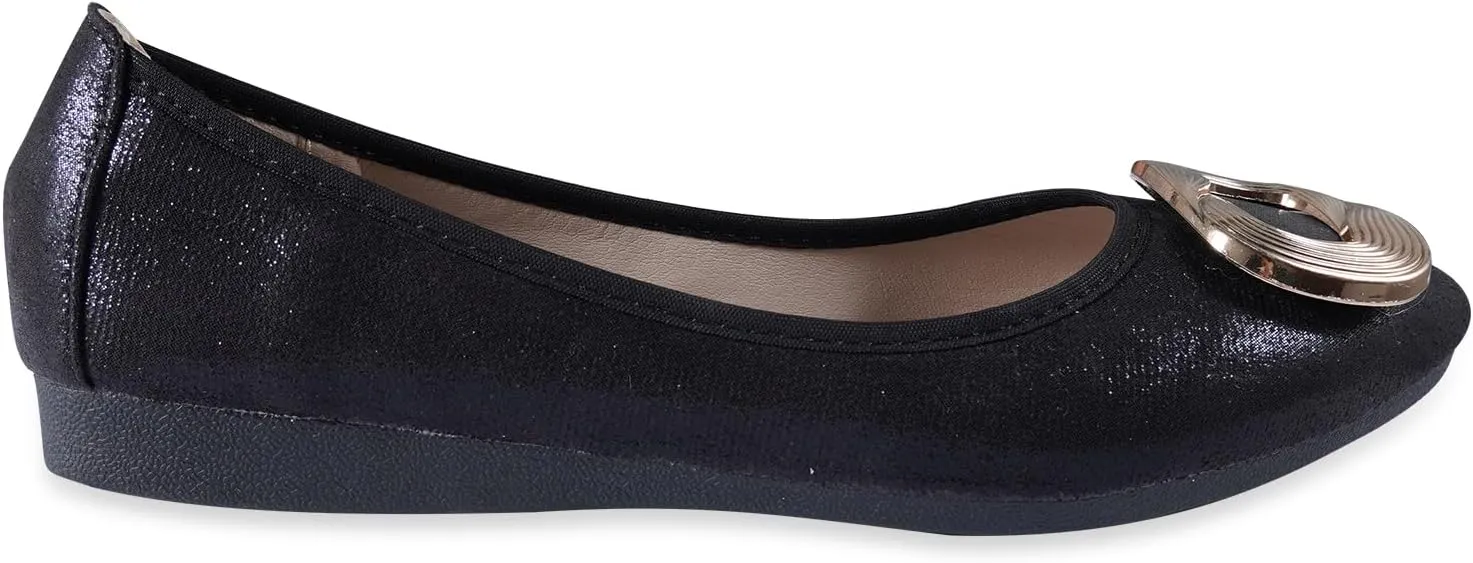Women's Flats, Foldable Ballet Flats for Women, Fashion Buckle Pionted Toe Comfort Light Weight Slip-On Dress Shoes