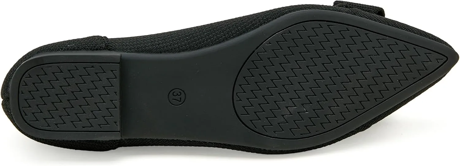 Womens Flats Shoes Pointed Toe Knit Mesh Ballet Flats with Bowknot Comfortable Dressy Washable Flat