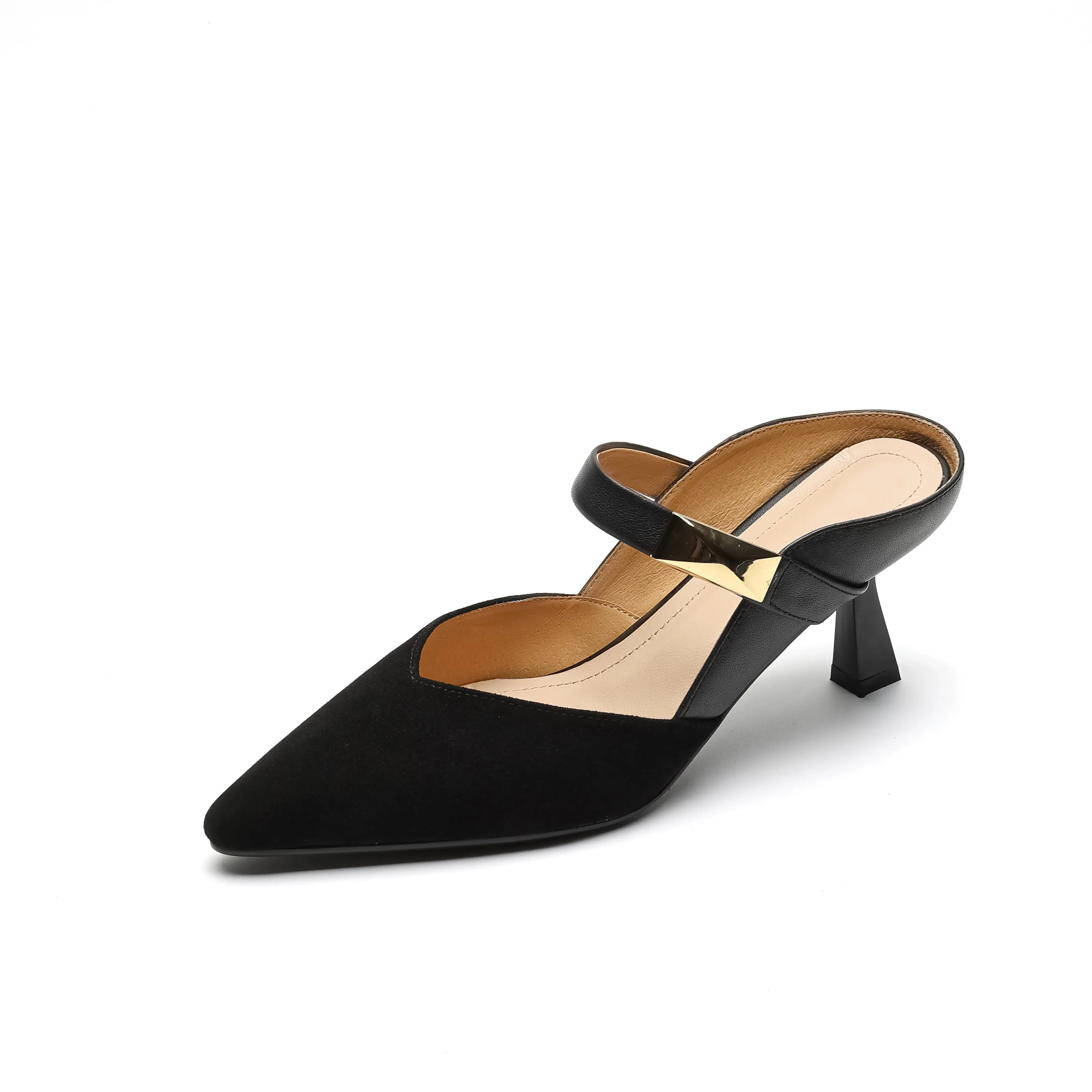 Women's Handmade Leather Pointed Toe High Heel Stiletto Mule Shoes