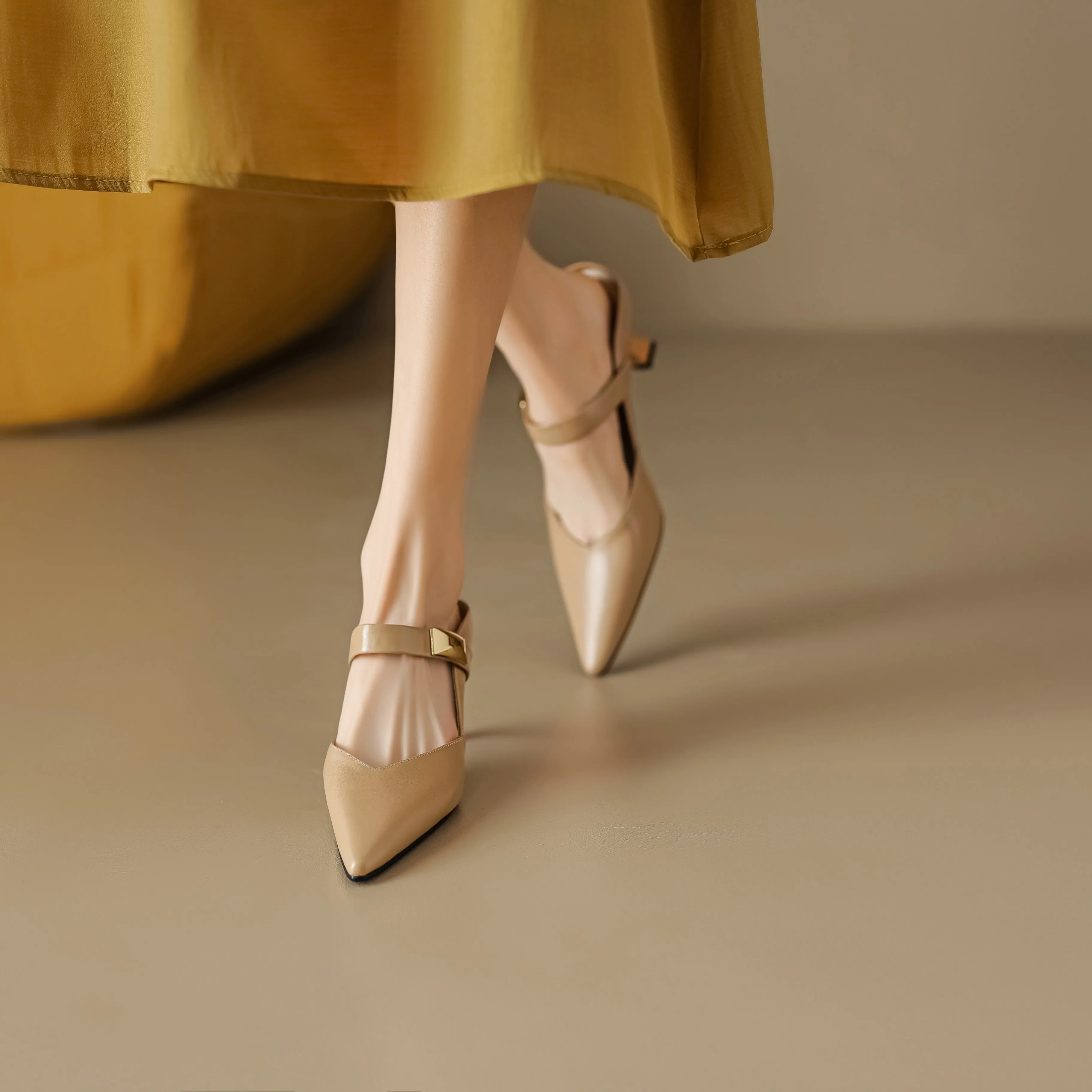 Women's Handmade Leather Pointed Toe High Heel Stiletto Mule Shoes