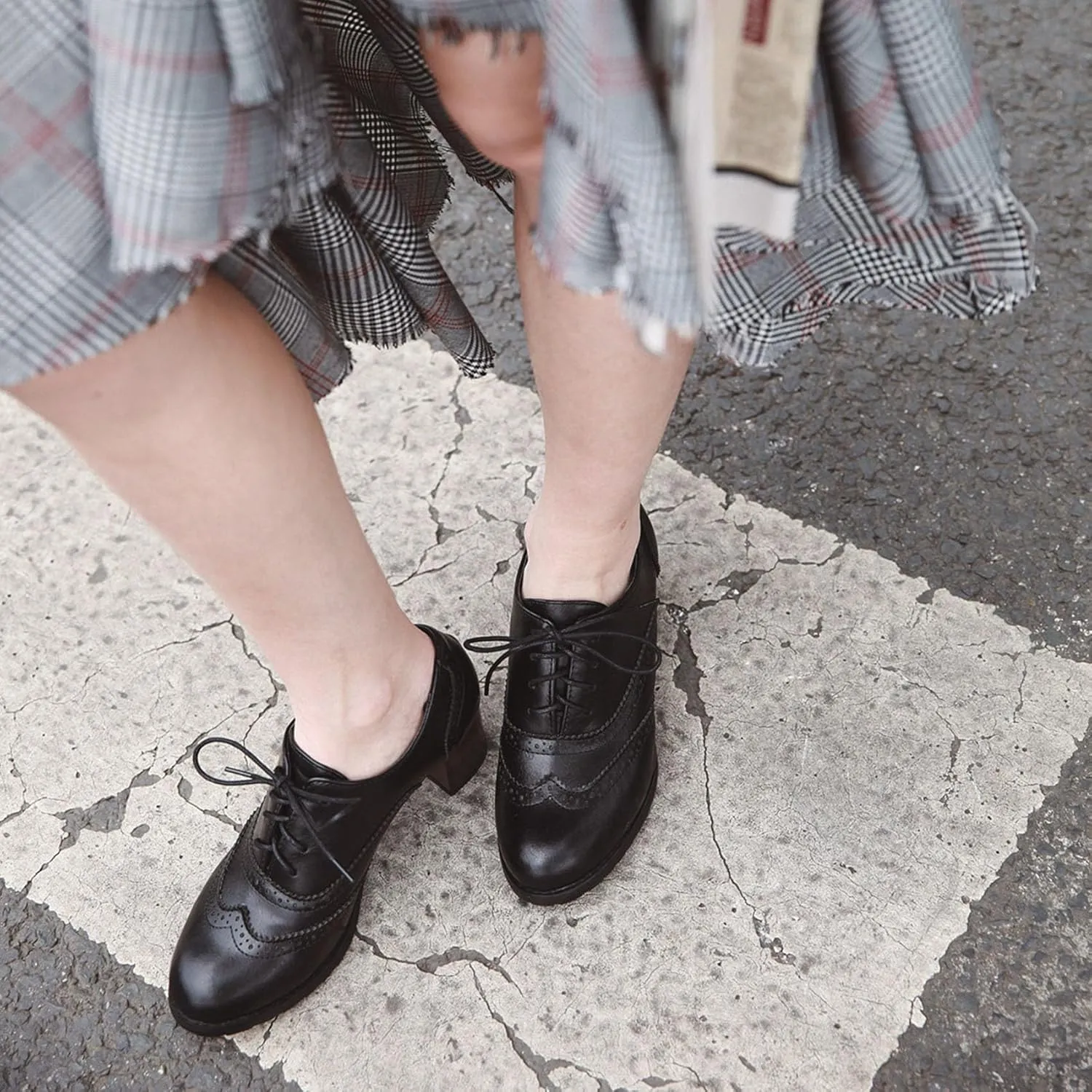 Womens High Heel Pumps Lace Up Oxfords Brogues Shoes