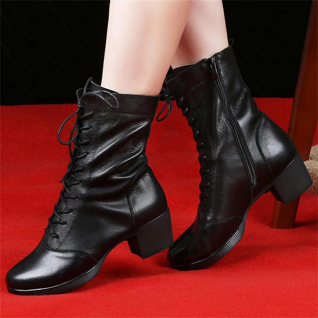 Women's Jazz Boots Leather Dancing Shoes for Girls Ladies Split Sole Casual Dance Shoes