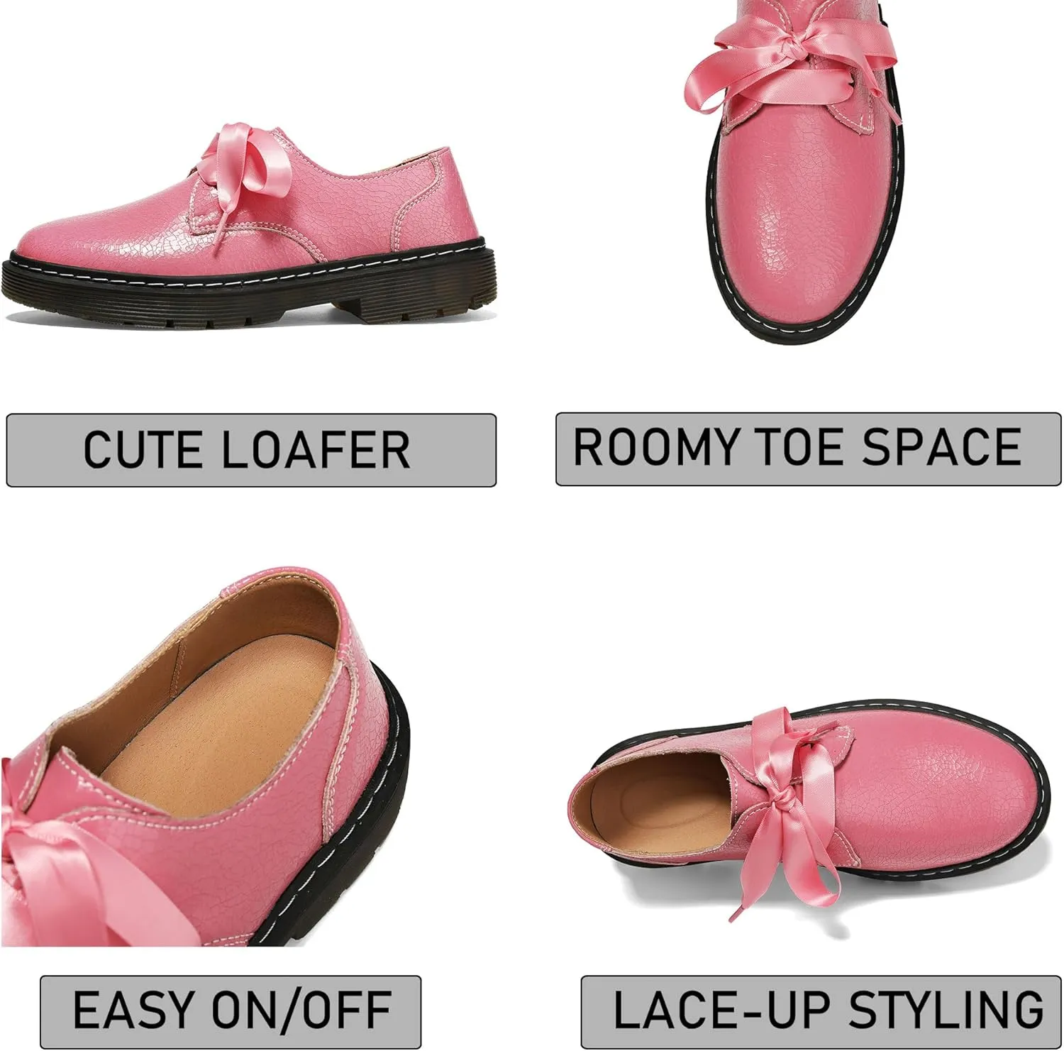 Women's Lace-up Loafers Slip-on Comfortable & Light-Weight Office Dress Shoes