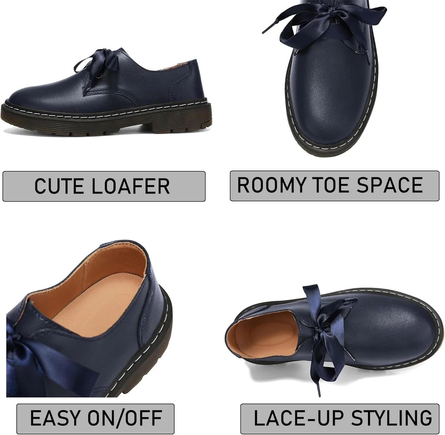 Women's Lace-up Loafers Slip-on Comfortable & Light-Weight Office Dress Shoes