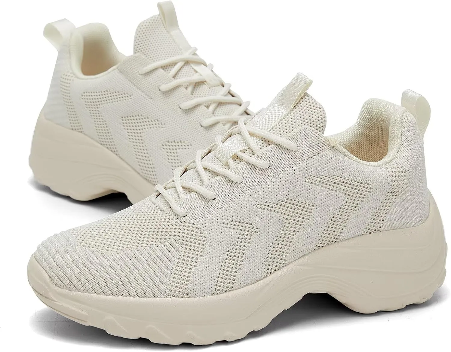 Womens Ladies Walking Shoes Arch Support Non Slip Work Lace up Sneakers Breathable Lightweight Comfort Wedge Platform Loafers