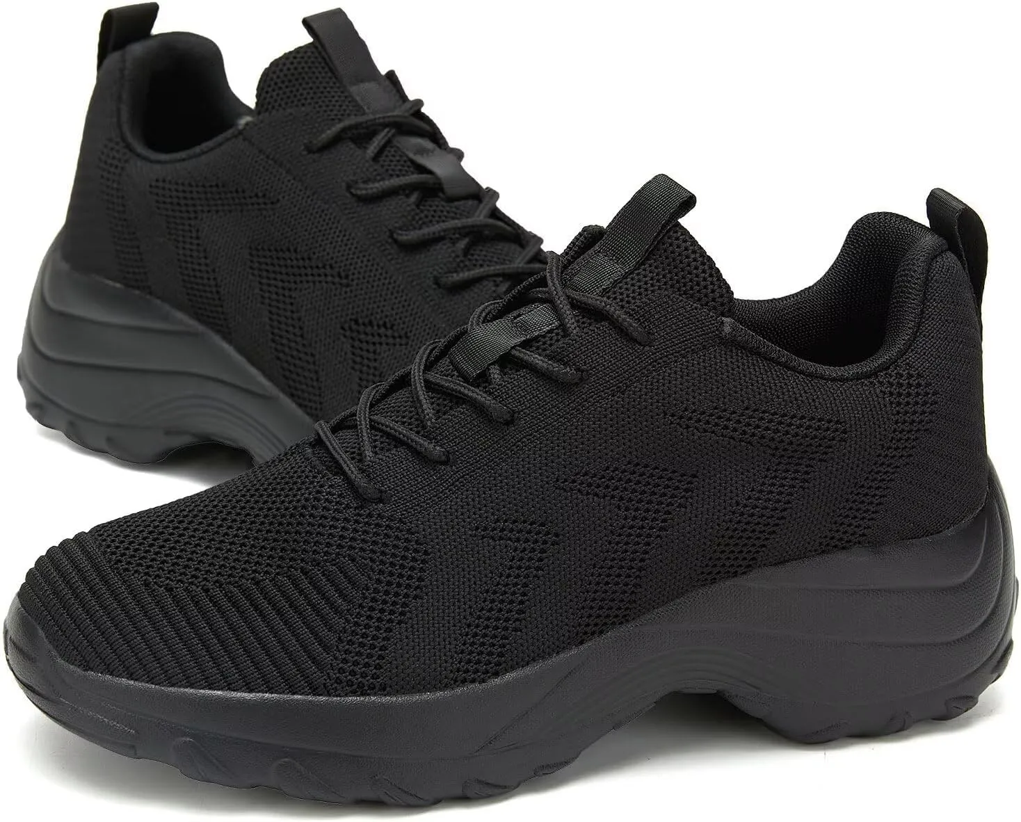 Womens Ladies Walking Shoes Arch Support Non Slip Work Lace up Sneakers Breathable Lightweight Comfort Wedge Platform Loafers