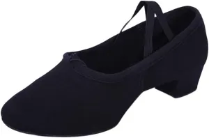 Womens Latin Dance Shoes Close Toe Beginner Ballroom Dance Practice Shoes Low Heel Canvas Tango Teaching Shoes