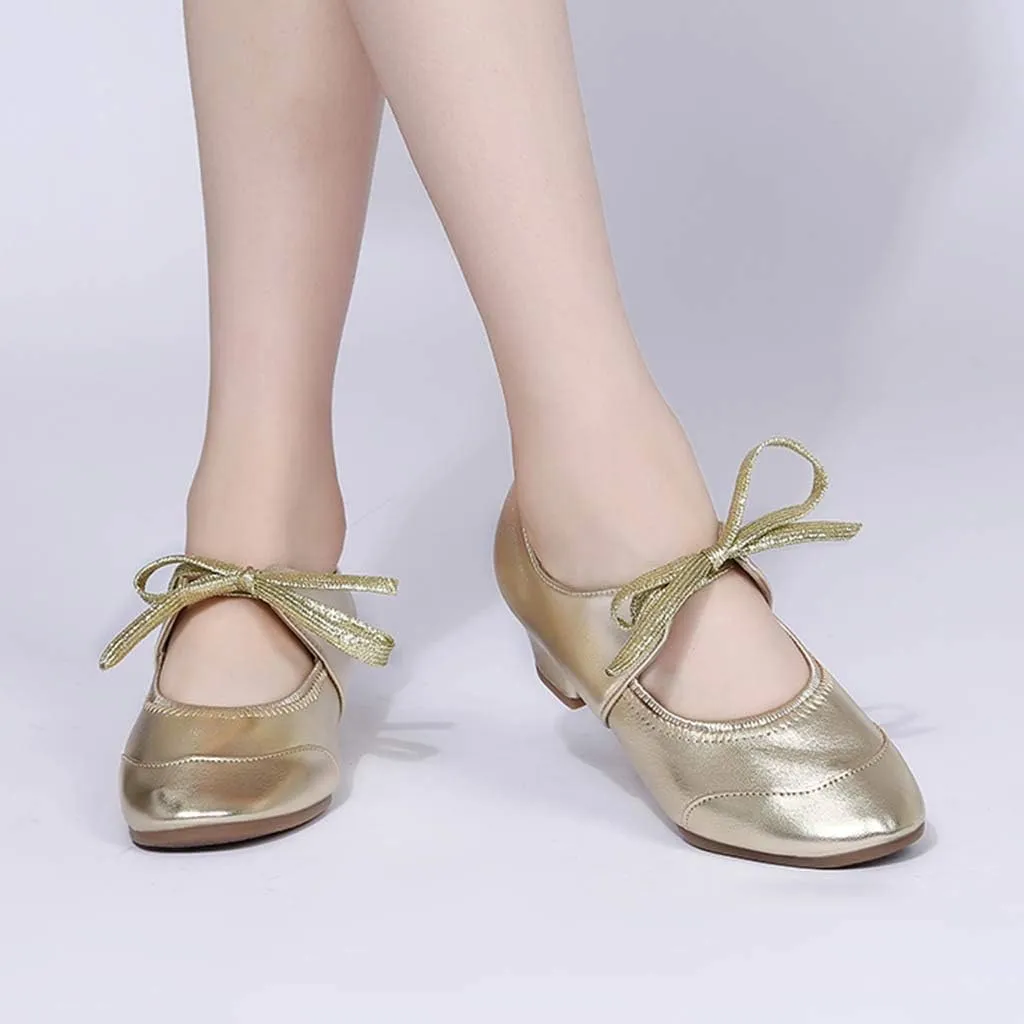 Women's Leather Tap Shoe Latin Dancing Shoes Flapper Shoes for Women 1920S Mid Heel Character Ballroom Dance Shoe