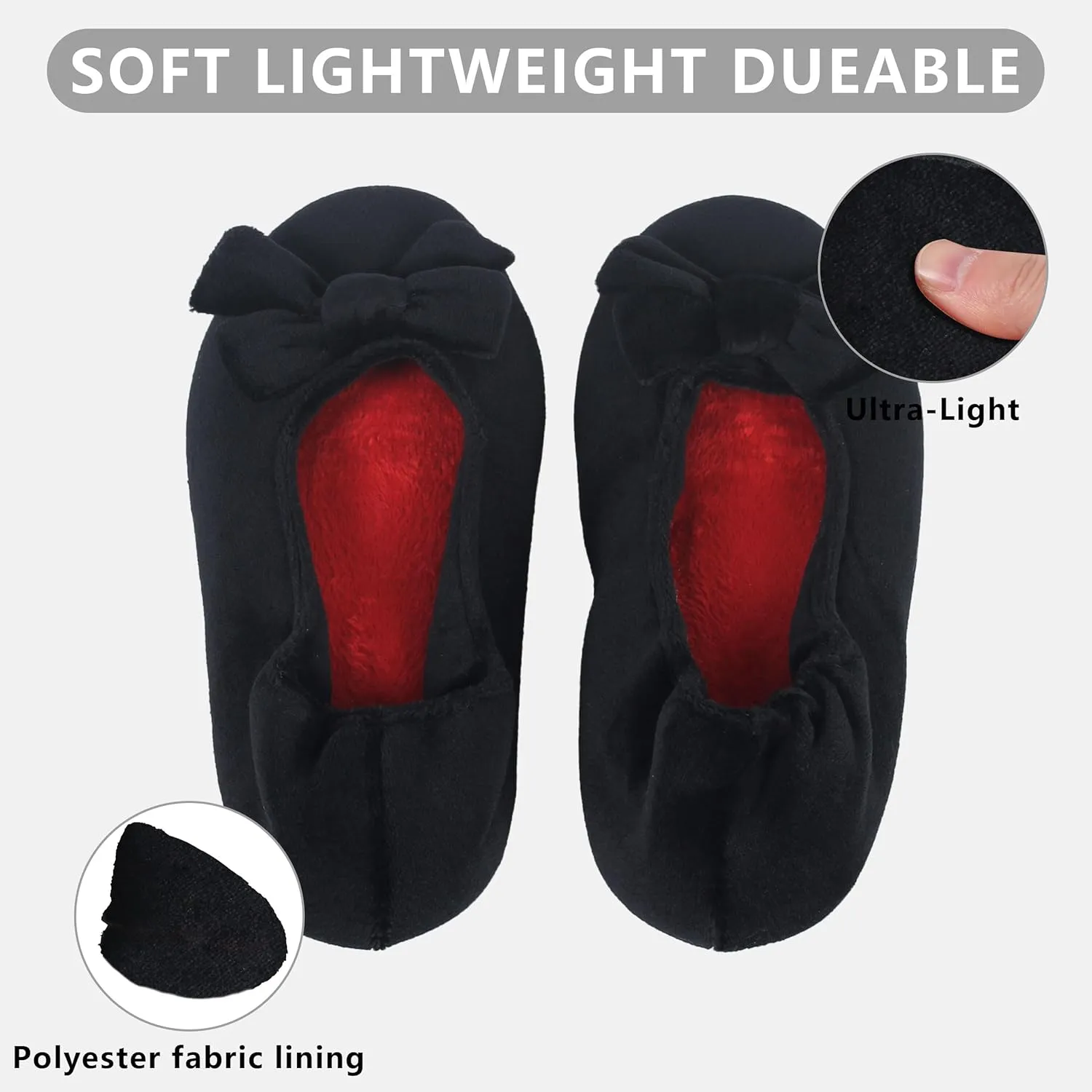 Women's Lightweight Ballet Flats with Moisture-Wicking Polyester Lining and Non-Slip Suede Sole for Indoor Dancing Comfort
