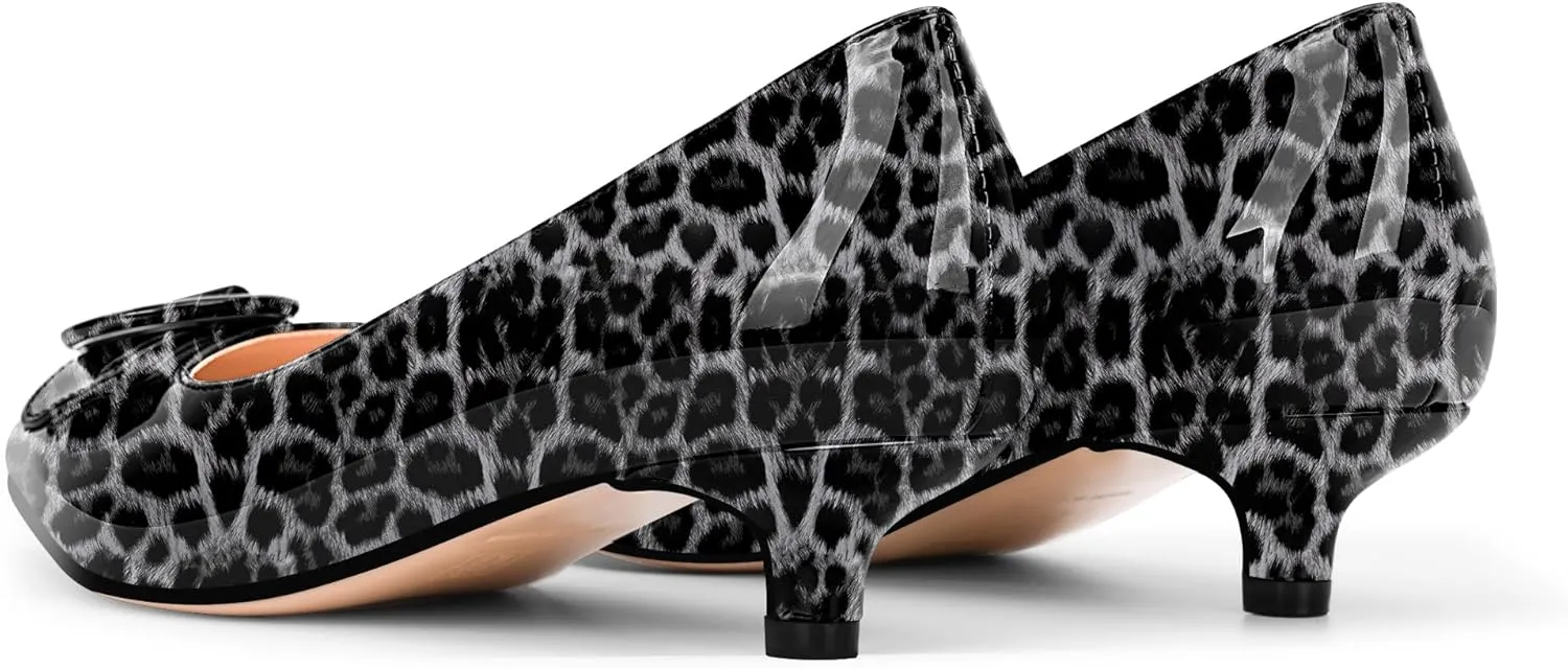 Women's Low Kitten Heel Pumps Pointed Closed Toe Buckle Slip On Office Comfort Shoes