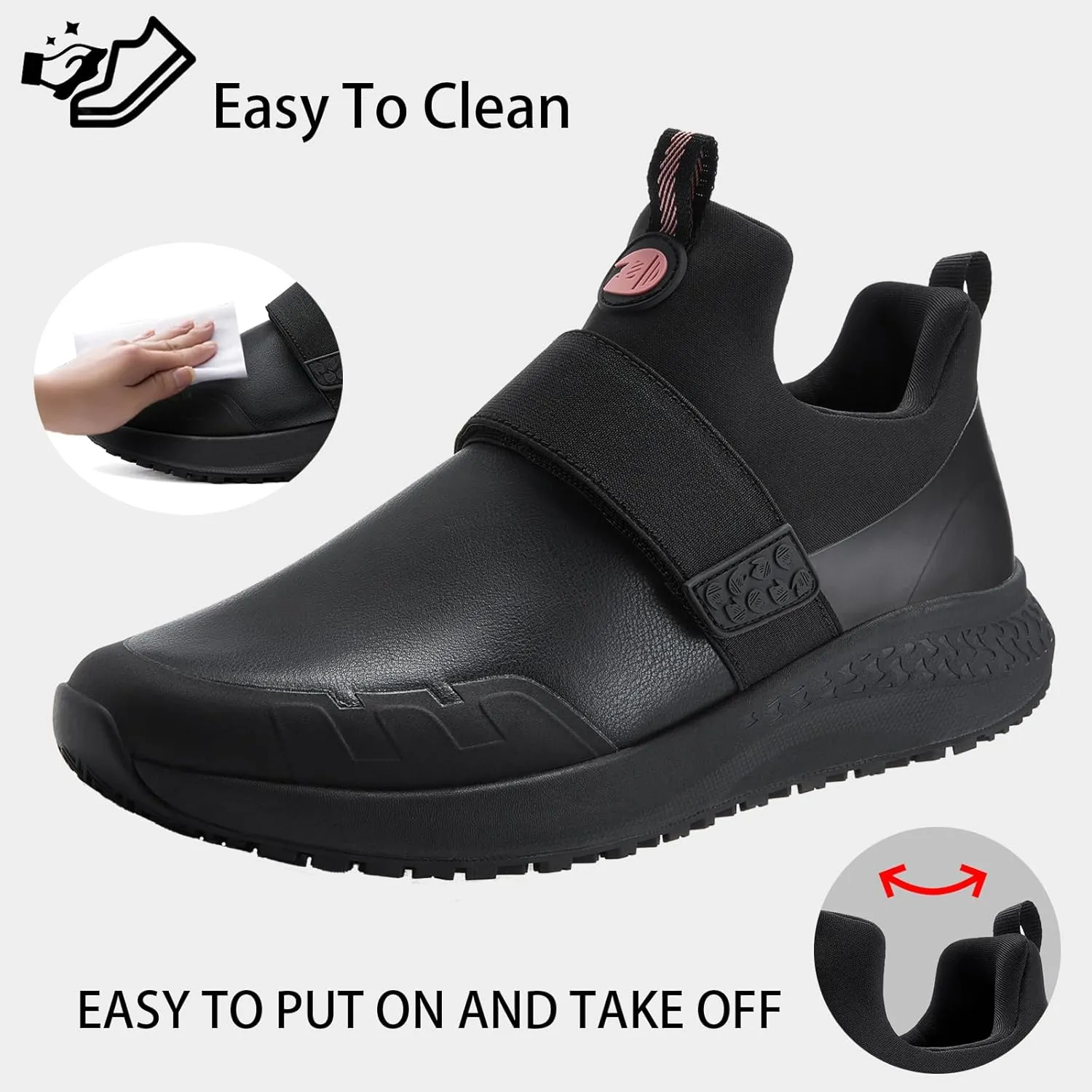 Women's Non Slip Work Shoes Slip Resistant Waterproof Chef Shoe for Women Working in Kitchen Restaurant Food Service Slip-On Design Walking Sneakers Zapatos Trabajo