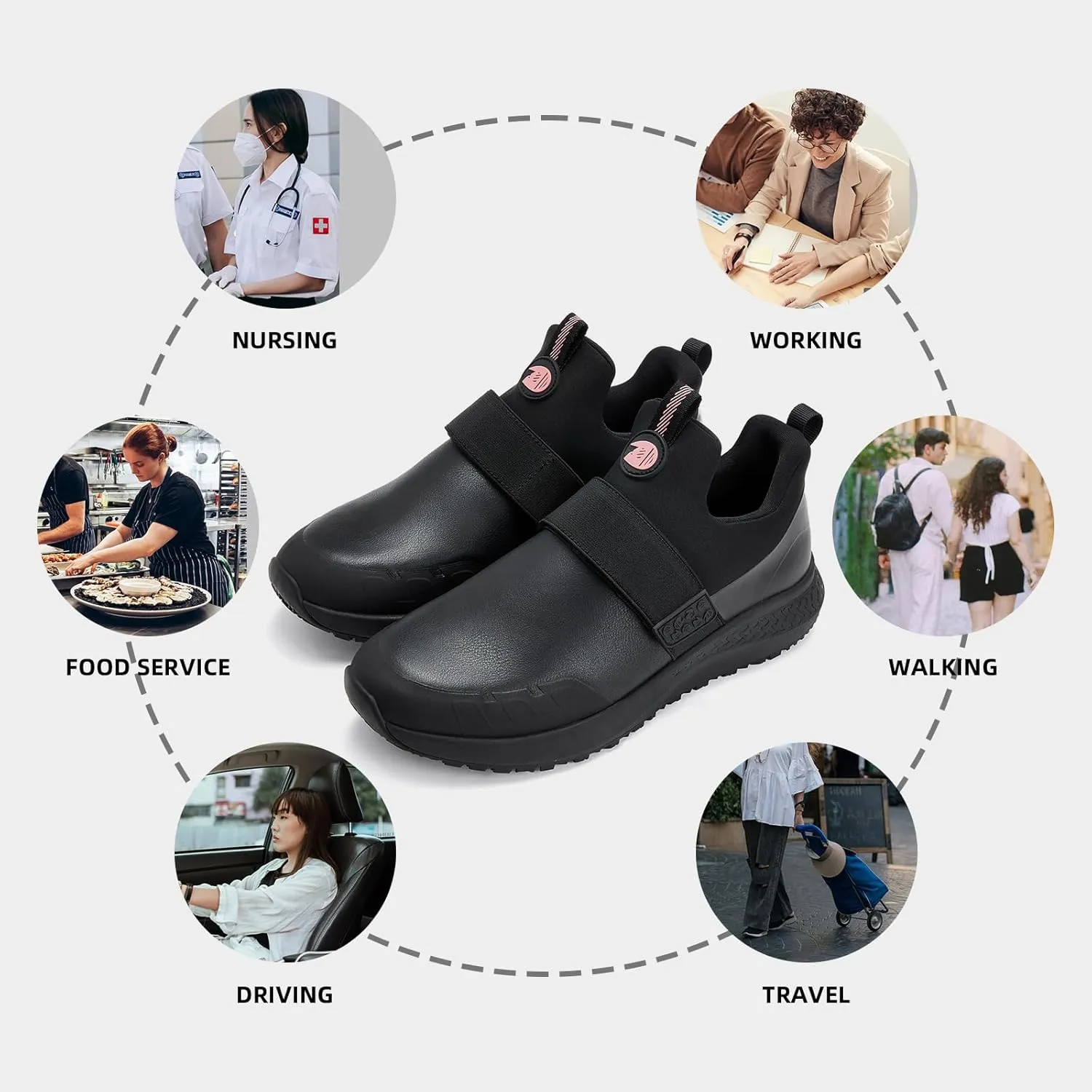 Women's Non Slip Work Shoes Slip Resistant Waterproof Chef Shoe for Women Working in Kitchen Restaurant Food Service Slip-On Design Walking Sneakers Zapatos Trabajo
