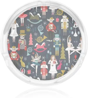 Women_s Nutcracker Ballet Xmas Dance Print Round Glass Ashtray 3.3in - Clear Crystal Cigarette Ashtray for Outdoor Patio, Home, Office