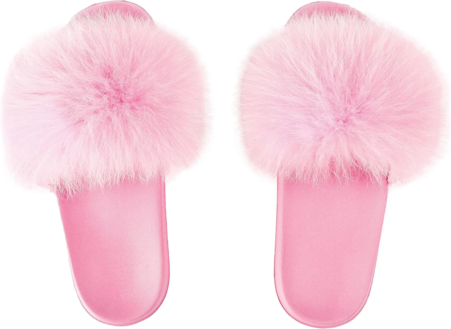 Women's Real Fox Fur Slides, Fluffy Fur Sandals for Indoor/Outdoor Comfort