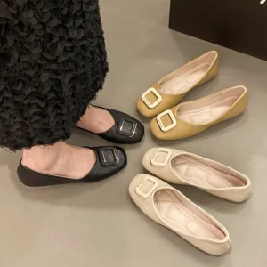 Women's Retro Square Head Pumps Soft Bottom Gommino