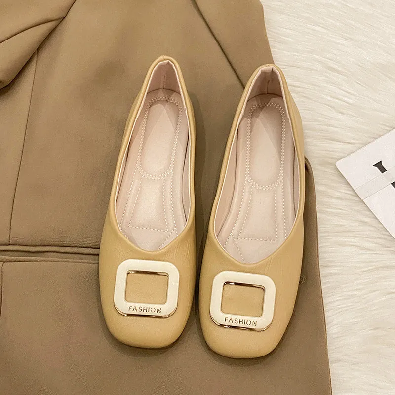 Women's Retro Square Head Pumps Soft Bottom Gommino