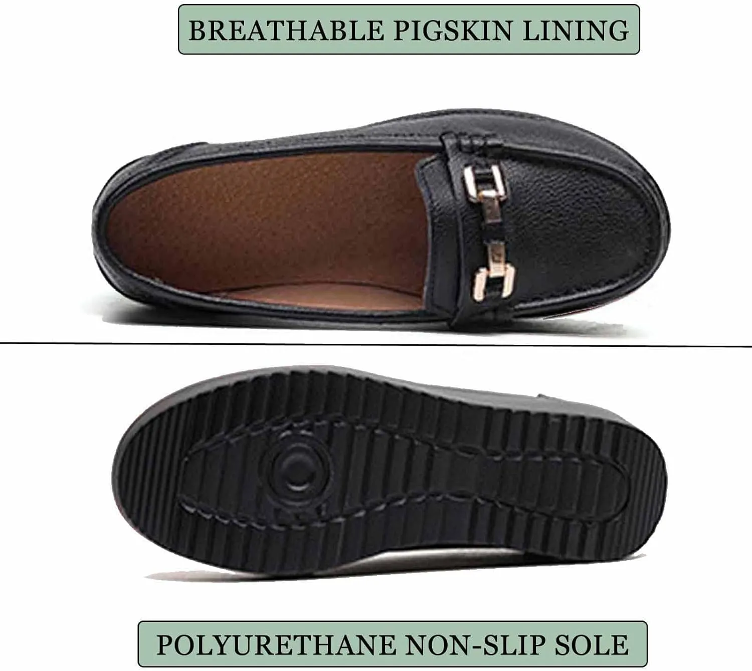 Women's Slip-on Wedge Moccasin Loafers,Comfortable Round Toe Thick Sole Boat Shoes,Non-Slip Platform Wedge Sneakers