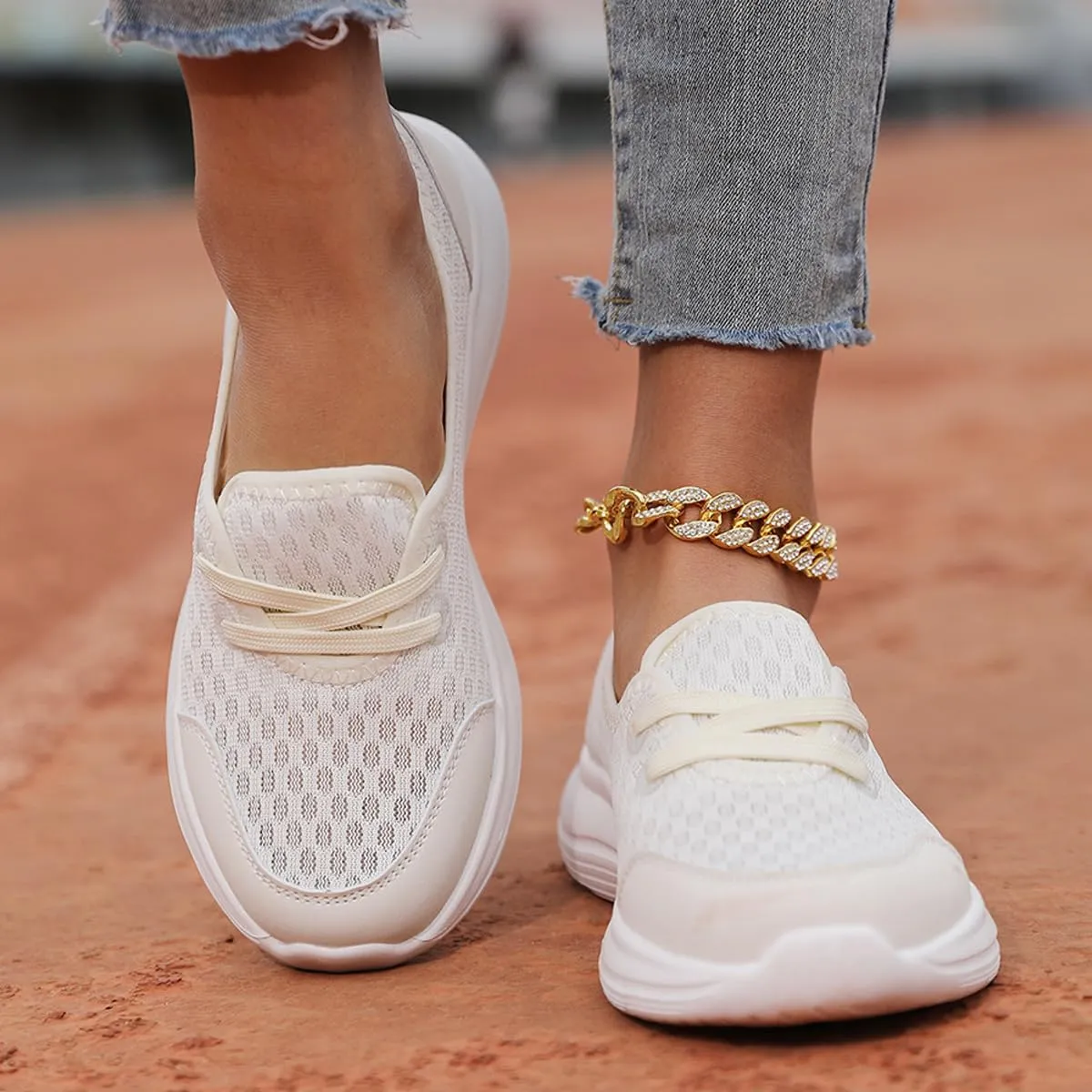 Women's Soft Sole Mesh Comfort Orthopedic Shoes, Slip-On Flat Walking Shoes, Arch Support Walking Shoes, Lightweight Casual Shoe