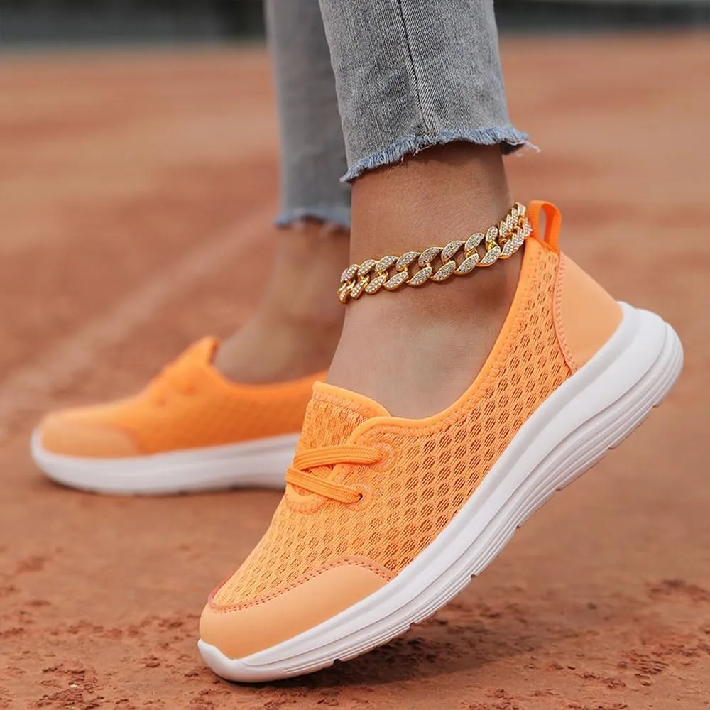 Women's Soft Sole Mesh Comfort Orthopedic Shoes, Zapatos Ortopédicos para Mujer, Breathable Mesh Knitted Woven Low Top Walking Shoes,Slip on Orthopedic Sneakers Women