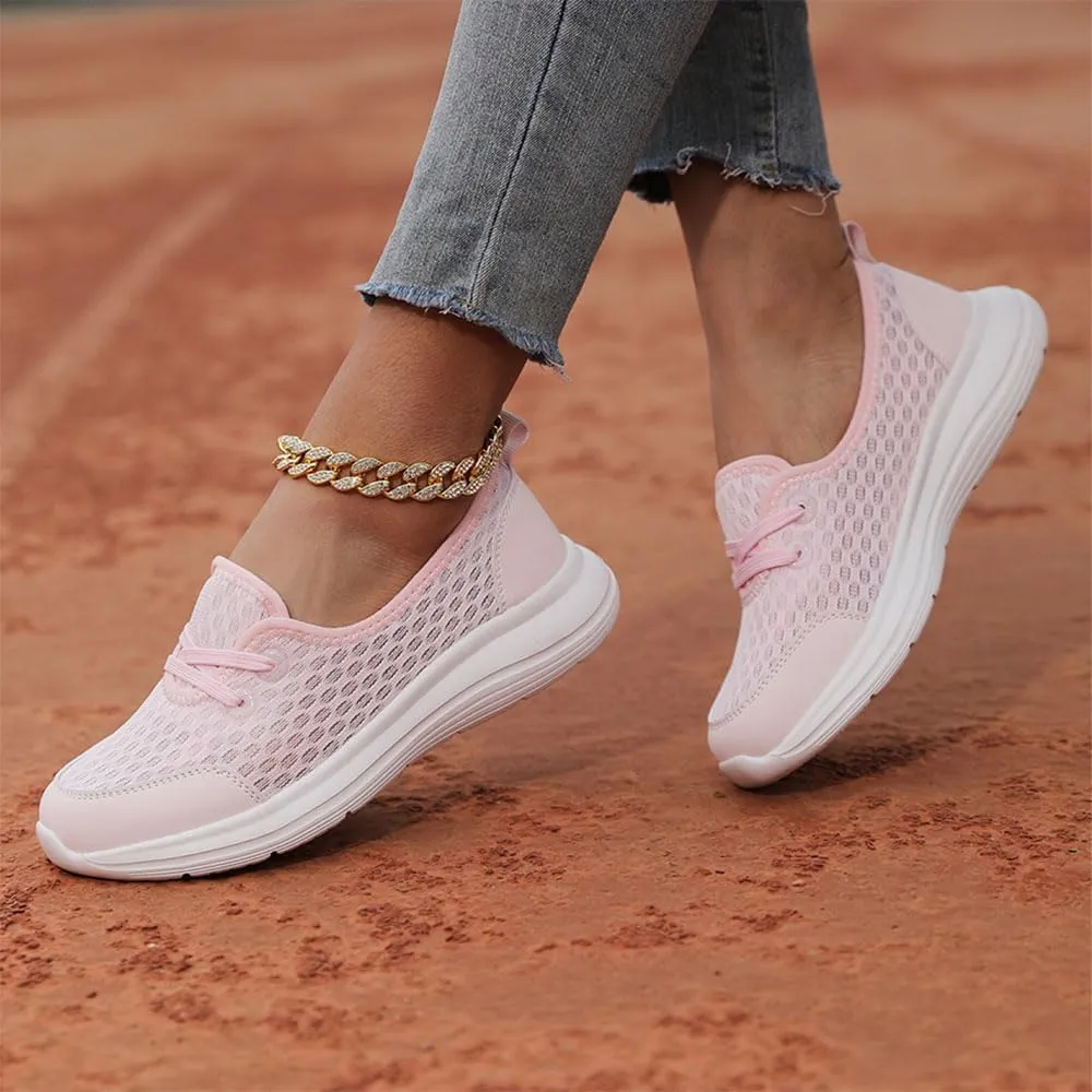 Women's Soft Sole Mesh Comfort Orthopedic Shoes, Zapatos Ortopédicos para Mujer, Breathable Mesh Knitted Woven Low Top Walking Shoes,Slip on Orthopedic Sneakers Women