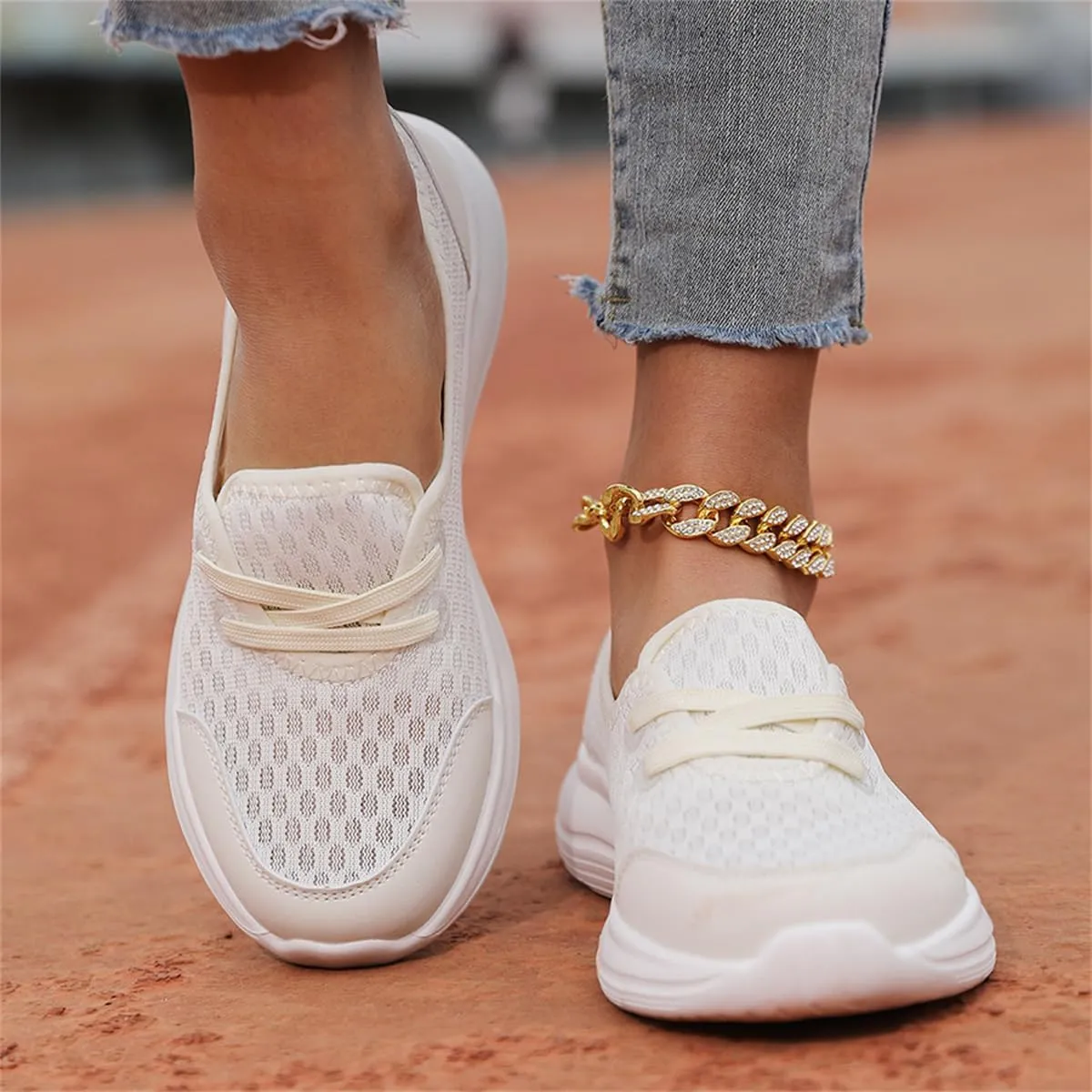 Women's Soft Sole Mesh Comfort Orthopedic Shoes,Lightweight Arch Support Walk Shoes,Slip On Flat Low Top Casual Sneaker