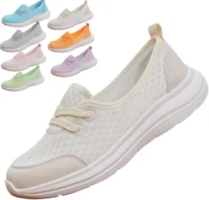 Women's Soft Sole Mesh Comfort Orthopedic Shoes,Lightweight Arch Support Walk Shoes,Slip On Flat Low Top Casual Sneaker