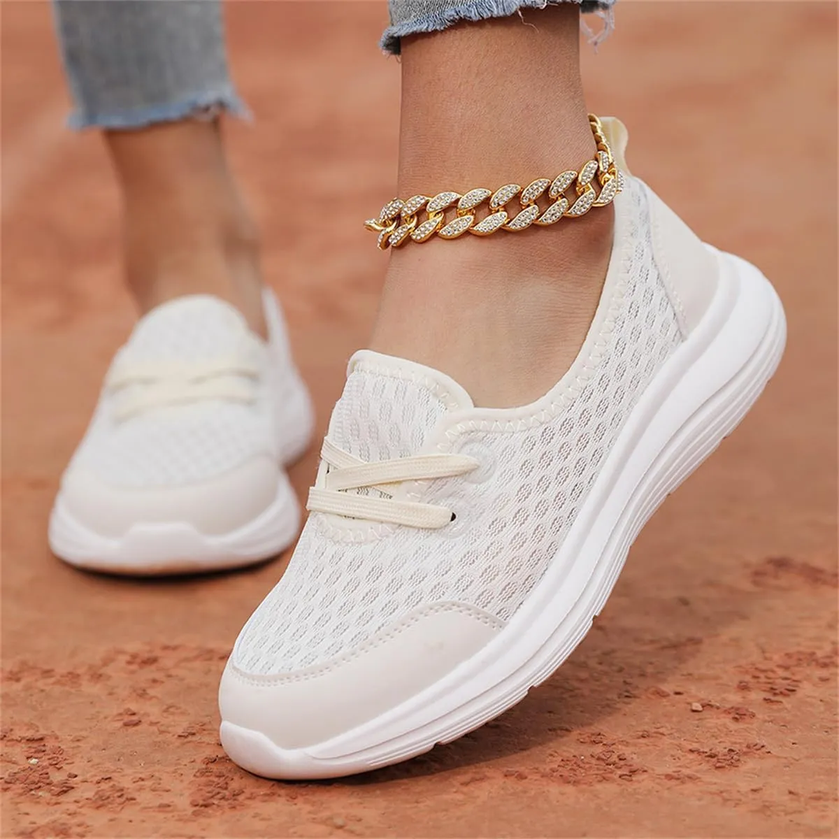 Women's Soft Sole Mesh Comfort Orthopedic Shoes,Lightweight Arch Support Walk Shoes,Slip On Flat Low Top Casual Sneaker