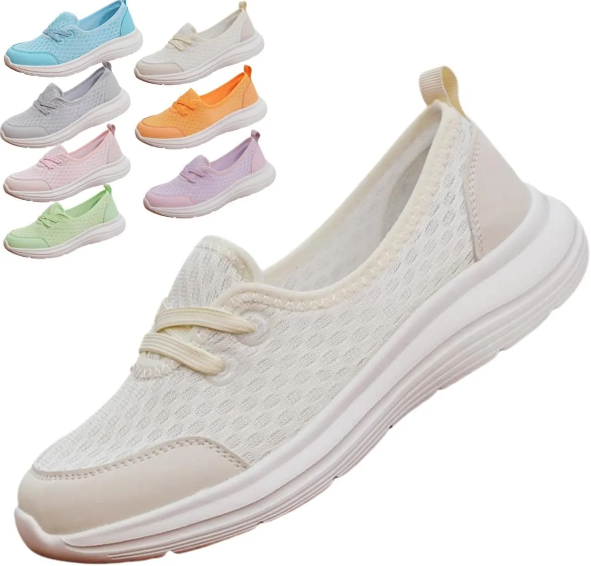 Women's Soft Sole Mesh Comfort Orthopedic Shoes,Lightweight Arch Support Walk Shoes,Slip On Flat Low Top Casual Sneaker