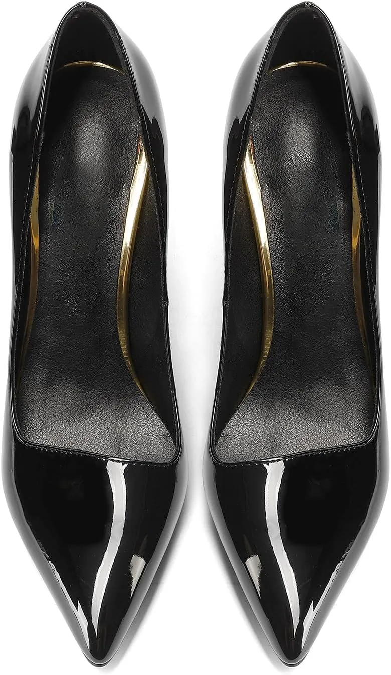Women's Tiger Tooth Slip On High Heels Pointed Toe Mirror Patent Leather Comfort Pumps Shoes
