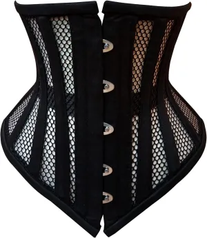 Women's Under bust Heavy Duty Steel Boned Waist Trainer Shaper Mesh Short Torso Corset