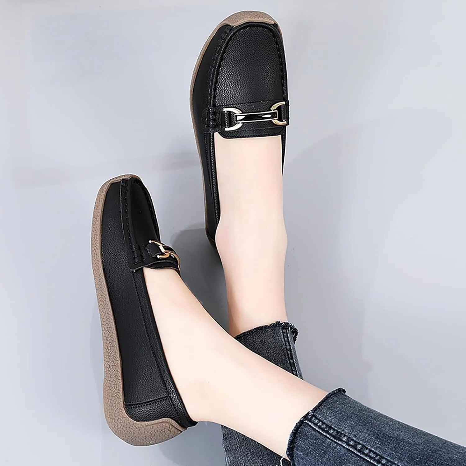 Women's Wide Width Loafers Comfort Slip on Shoes Walking Shoes for Ladies Mocassins Driving Shoe