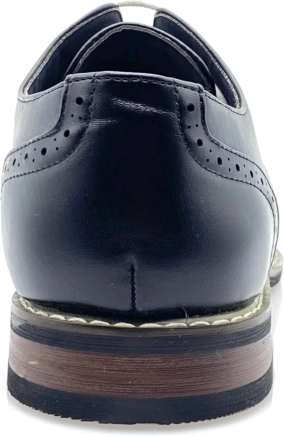 Wooden08N Men's Two Tone Wingtips Oxfords Perforated Lace Up Dress Shoes