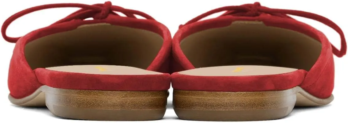 XYD Women Closed Toe Flat Clog Mules with Bowknot Open-Back Slip On Round Toe Daily Walking House Slipper Shoes