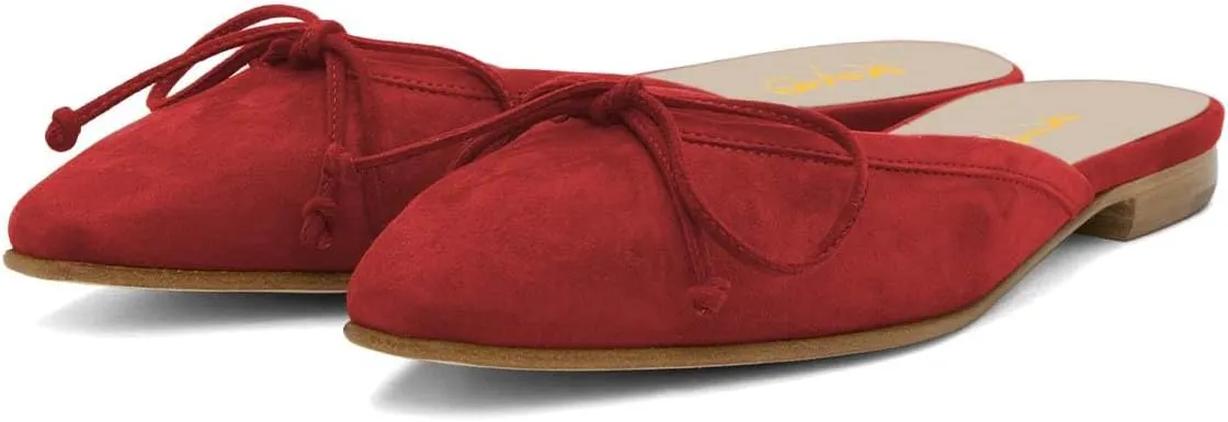 XYD Women Closed Toe Flat Clog Mules with Bowknot Open-Back Slip On Round Toe Daily Walking House Slipper Shoes