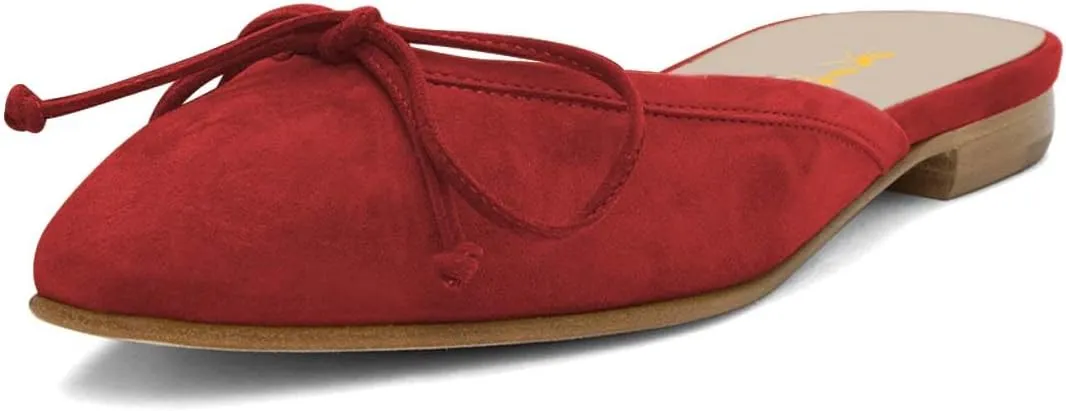 XYD Women Closed Toe Flat Clog Mules with Bowknot Open-Back Slip On Round Toe Daily Walking House Slipper Shoes