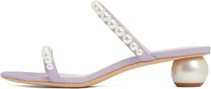XYD Women Pearl Slide Sandals Spherical Low Heels Open Toe Beaded Two Straps Summer Casual Dress Slippers Shoes
