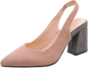 Yawors Womens LC263 Fashion Casual Comfort Tuxedo Imitated Suede Mid Flare Slides