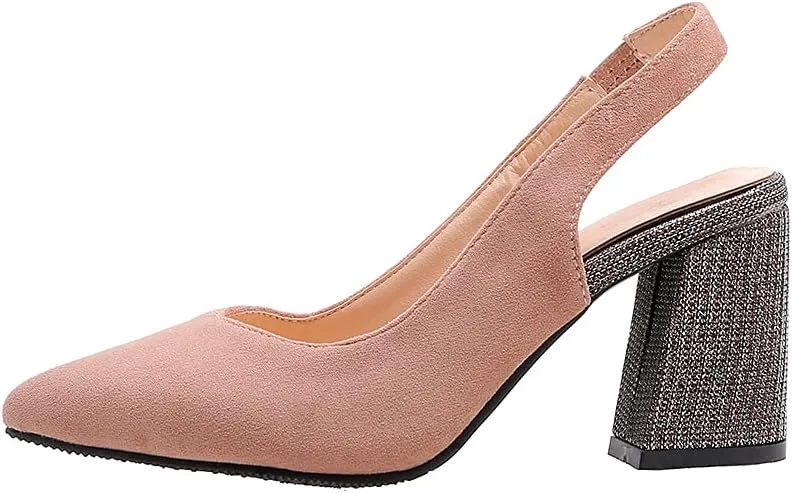 Yawors Womens LC263 Fashion Casual Comfort Tuxedo Imitated Suede Mid Flare Slides