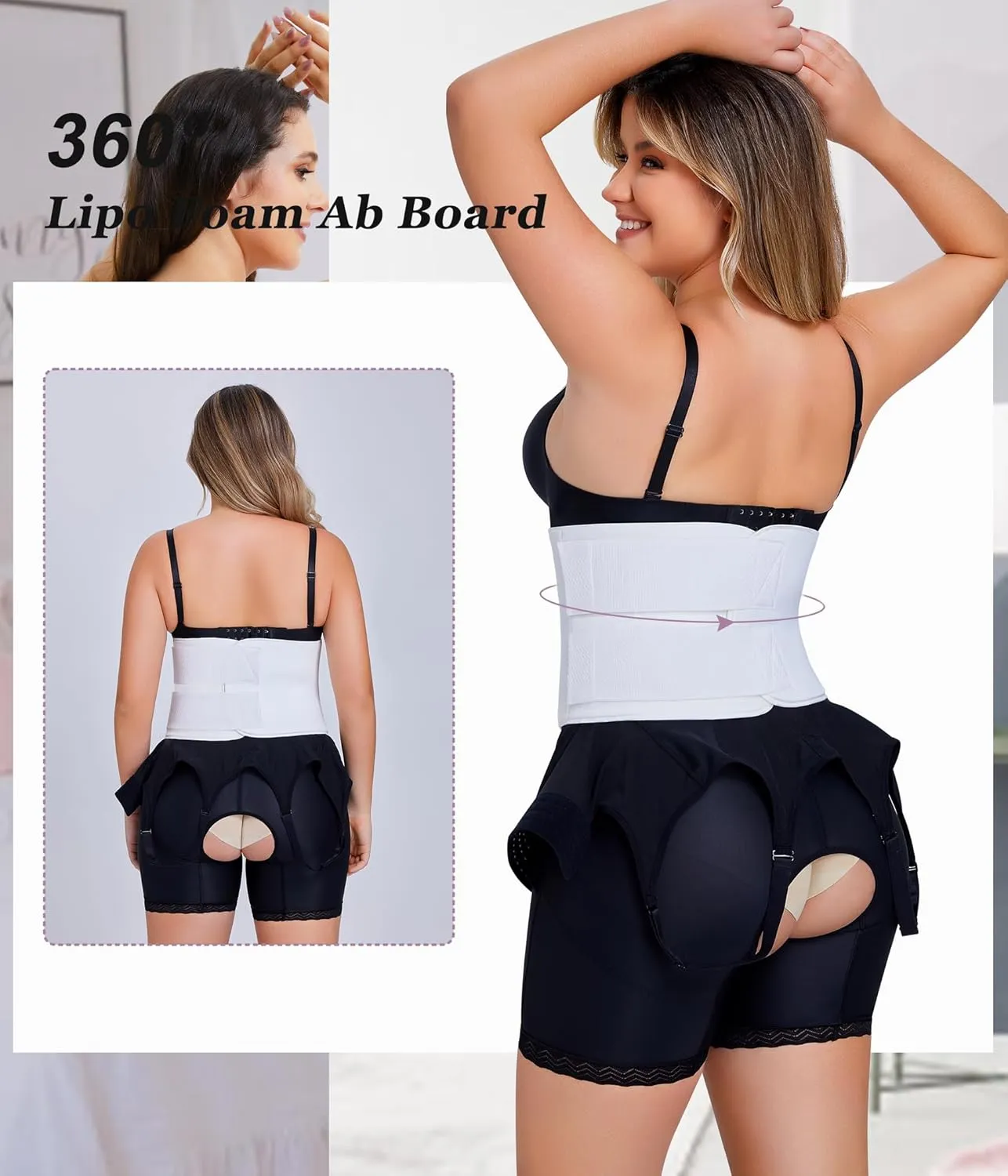 YERKOAD 360 Lipo Foam Ab Board Post Surgery Liposuction Abdominal Compression Boards Belly Wrap Lipo Recovery Waist Cincher