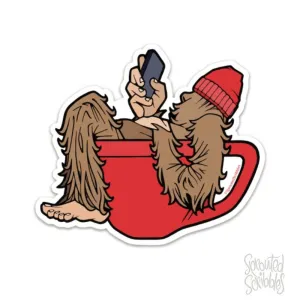 Yeti Latte Sticker - Coffee Bigfoot Sasquatch Tea Funny Cute: SMALL 3.5" (8.9cm)