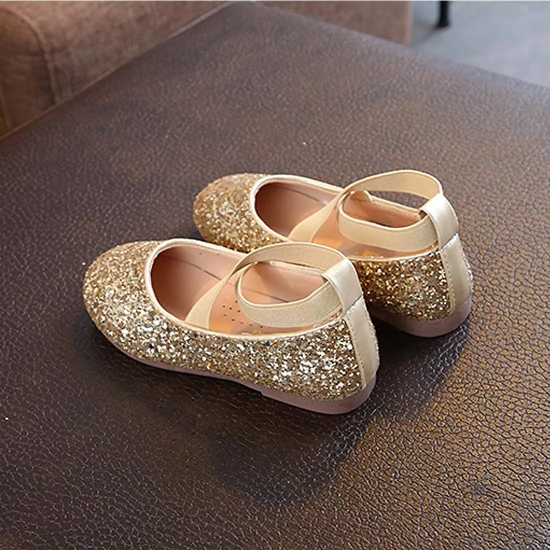 YIBLBOX Girl's Glitter Ballet Flats Ballerina Mary Jane Princess Wedding Dress Shoes Sparkle Dress up Shoes