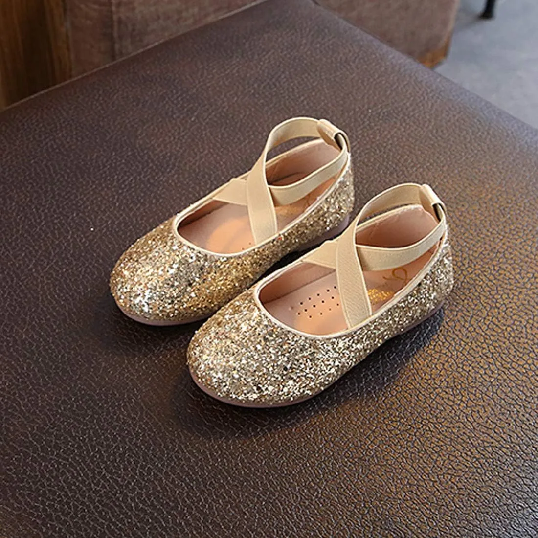 YIBLBOX Girl's Glitter Ballet Flats Ballerina Mary Jane Princess Wedding Dress Shoes Sparkle Dress up Shoes