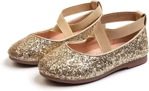 YIBLBOX Girl's Glitter Ballet Flats Ballerina Mary Jane Princess Wedding Dress Shoes Sparkle Dress up Shoes