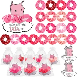 Yinkin 20 Set Ballerina Party Favors for Guests Soft Elastic Hair Ties Hair Scrunchies Ballet Tutu Funny Thank You Cards Organza Bag Dance Recital Gift for Girls Ballerina Birthday Party Decorations