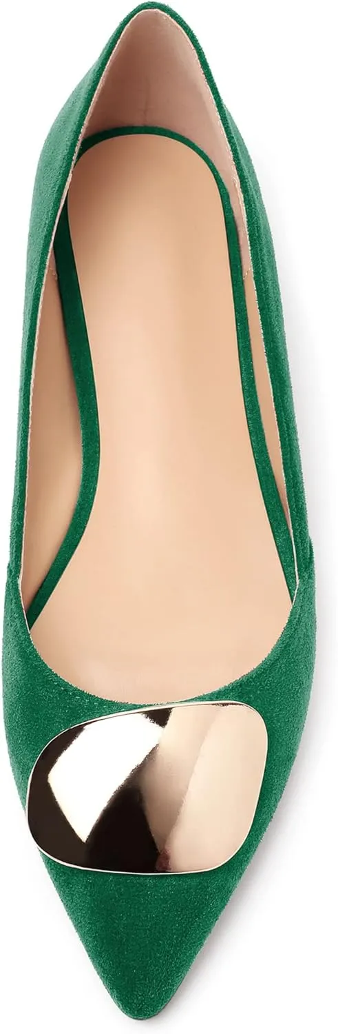 YODEKS Women Flats Low Heel Slip On Closed Pointed Toe Dress Ballet Flat Shoes